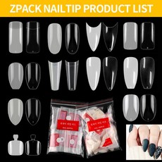 ZPACK 인조네일팁 인조손톱 연장팁 500팁 모음 (32종), 1세트, （28）ZPACK롱아몬드팁500팁투명팁