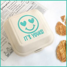 [소행섬] 친환경 펄프 도시락 스마일(민트), 1팩(20개입)