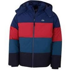 라코스테 숏패딩 네이비블루+보르도+블루+블랙 남성용 Detachable Hood Quilted Water-Resistant Taffeta Jacket