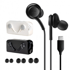 삼성 이어폰 AKG C타입 유선 호환 / 갤럭시 S 노트 제트플립 블랙 화이트 고급형 개별 OPP포장, 2개, 삼성 호환 C타입 이어폰 블랙