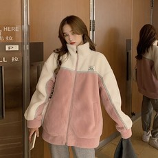 ANYOU 뽀글이 플리스 여성자켓 스탠딩 칼라 지퍼 양털후리스