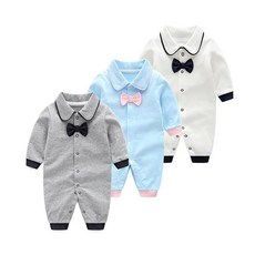 HA무배 깔끔한 리본 우주복(0-12개월) 203613 // 신생아옷 외출복, 1개, 기본값, 상품선택+그레이73(6-9)