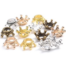 DIY액세서리 쥬얼리 팔찌용 크라운 모양 참 엔드 비드 도금 골드 실버 합금 10 20 50 12mm, 1.Rose gold 6x9mm - 10Pcs