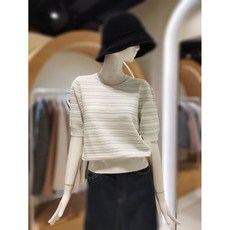 올리브데올리브 은사 스트라이프 퍼프 소매 라운드 니트YK4MP600 백화점 아울렛 (3801940)