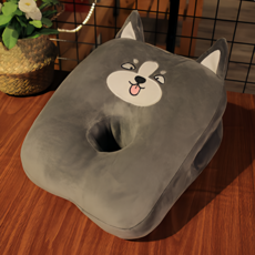 WILDSEA 여름 겨울 양면사용 폭신한 캐릭터 낮잠베개, 허스키