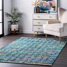 NULOM 200VIAG01C-76096 지역 깔개 7 6 x 96 녹색 (7 6" x 9 6" Green), 7 6" x 9 6", Green