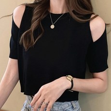 아이엠몽 여성 어깨 트임 포인트 라운드넥 데일리 티셔츠 이엠몽 여성 데비 어깨 트임 포인트 라운드넥 데일리 티셔츠