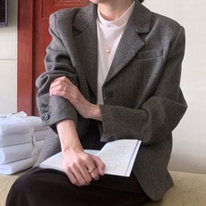 데일러드 자켓 헤링본 카라 양쪽절개 싱글버튼 클래식 아우터 양털후리스 호피 겨울 여자야상 롱후리스