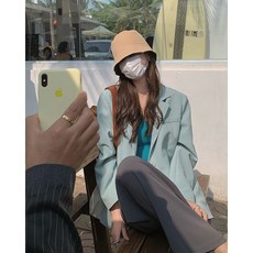백수녀 트임 양복 외투 여자 봄 가을 루즈한 디자인감 소중 등 단추 긴팔 양복