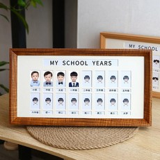 증명사진액자 성장 앨범 우드 프레임 포토테이블 탁상용 한살 기념, A. 다크우드