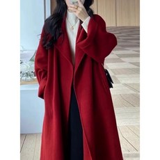 울 고급스러운 레드 작은 코트 양면 키