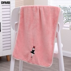 DFMEI 두터운 목욕 타올을 늘려 보풀이 빠지지 않는 커플 목욕 타올 가슴 보호대 성인 코랄 샤워 타올, 발레 걸푸포 핑크【수건 1매】