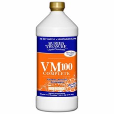 Buried Treasure VM100 Complete Daily Liquid Vitamins and Minerals Plus Antioxidants Supplement for Maximum Absorption Great Tasting Orange Zest Flavor, One Size, One Color