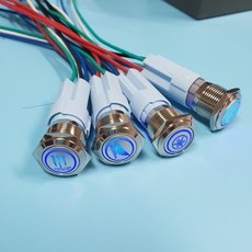 우리파파 12v 오토바이 온오프 방수 스위치 푸쉬락 LED 금속스위치 16mm 메탈, 몬스터, 레드, 1개