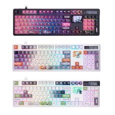 [ XC샵 ] SKYLOONG GK104Pro 무선 8K 기계식 게이밍 키보드 객제화축체 TFT스크린 8000mah 전키핫스왑diy, 히아신스 pro(선형), OEM무백블랙, 2.0스크린버전