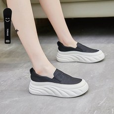 TORUUS 여성 발편한 통굽 스니커즈 가죽 패션 슬립온 운동화1+1