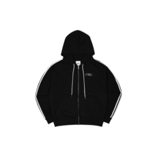 본투윈 BORN TO WIN BIG CHROME B LOGO TRACK LINE ZIP-UP HOODIE BLACK