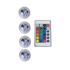 RGB 색상 변경 가능한 미니 LED 티 라이트 어항 연못 웨딩 센터피스 장식 리모컨 포함, 4 Lamp 1 controller, 08 4 Lamp 1 ler, 1개