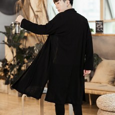 남자 차이나 면린넨 봄 여름 얇은 망토 복고풍 솔리드 무지 남성의류 에스닉 트렌드
