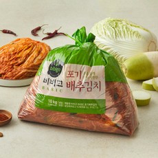 CJ 국내산 100 대용량 비비고 베이직 포기배추김치 10Kg, 1개