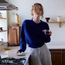 스텝어라운드 Series line - Cashmere drop round knit (OCEAN BLUE)
