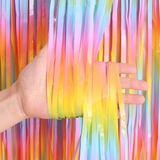 [에브리띵스마일] 파티커튼 42colors 홀로그램/새틴/파스텔/샤이니 수술 은박커튼, 홀로그램 레인보우, 5개 홀로그램 레인보우, 5개