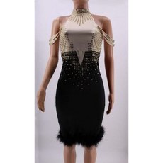 [해외] BACKLAKEGIRLS 섹시한 홀터넥 넥 민소매 인어 드레스 무릎 길이 스팽글 파티 드레스 ROBES DE COCKTAIL &EACUTE;L&EACUTE;GANTES