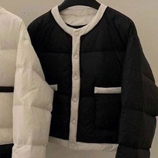 POMTOR 겨울 여성 양면 배색 퀼팅 패딩 자켓