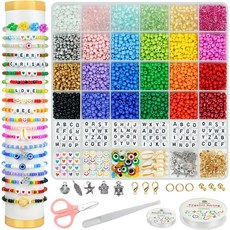 애니윙 DIY 팔찌만들기 시드 비즈 공예, 1세트, 화이트 스마일 3mm 1세트, 화이트 스마일 3mm