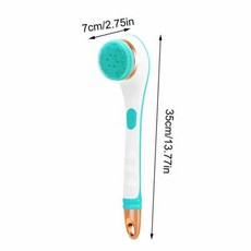  전기 바디 스크러버 스크러버 샤워 브러쉬 4 브러시 헤드 긴 핸들드 바디 스크러버 샤워 브러쉬 딥 클렌징, 01 Blue 