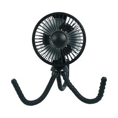 휴대용 문어발 각도조절 무소음 4단 무선 유모차 선풍기, 1개, 블랙