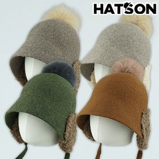 [햇츠온]2H4403 HatsON 브랜드 여성 벙거지 햇 털 모자 보닛 귀달이 양털 부클 겨울 방한 AA - 햇츠온귀달이모자