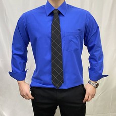 코발트블루 남성 일자핏 긴팔 빅사이즈 와이셔츠 메노모소 95-120호 3XL 오피스룩 남방셔츠