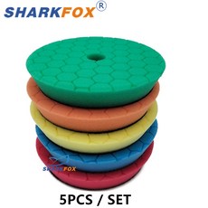Sharkfox 자동차 연마 패드 버핑 폴리셔 디스크 자동차 광택제 스폰지 DA 폴리셔 왁싱 복합 도구 3 인치 56 인치, 33) Mixed 5pcs 6Inch Backer