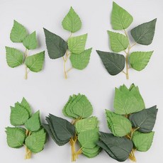 자작잎 조화 자작나무 잎사귀 인조 버찌잎 인조목 제작 14.3cm 16.5cm 18.5cm 24장 세트 인조나무