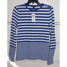 폴로 블루/화이트 스트라이프 긴팔 상의 사이즈 M 2786296