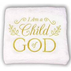 유아세례선물 소년소녀 아기 크리스트닝 가톨릭 LDS 크리스천 루터론 I am a Child of God 자수 소프트 라지 화이트 타월 확인, 단일옵션