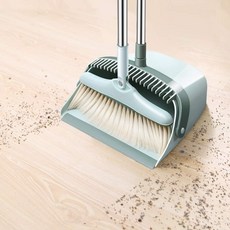 클린 롱 빗자루 쓰레받기 세트 청소용품, 1개, 그린