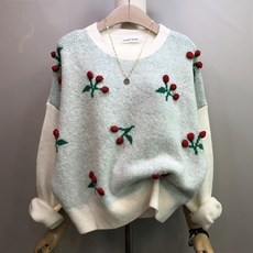 라임브릿지 앵두 열매 라운드 니트