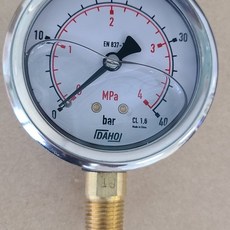 아나로그 압력게이지 압력계 63mm 0~40bar PT1/4 [W69538B], 1개 - 다이빙압력게이지체커350bar압력테스터