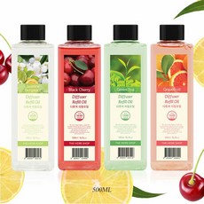 [K쇼핑]실내차량용 디퓨저 방향제 리필오일 500ml (섬유리드스틱11p+스티거2종), 다우니코튼