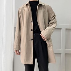 POMTOR 남성 코트 편안한 루즈핏 남자 코트 남성용 심플한 베이직 코트 봄가을 클래식 캐주얼 코트