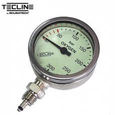 [텍라인] 게이지 야광 잔압계 O2 산소 52mm 300bar 2인치, 상세 설명 참조