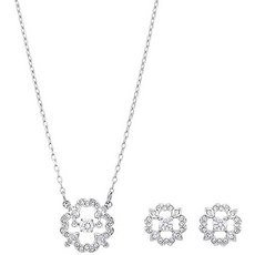 Sparkling Dance Flower Set 댄싱 크리스털 크리스털 파베 플라워 펜던트 귀걸이 세트 5397867 [병행 수입품]
