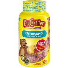릴크리터스 어린이 오메가 3 DHA 라즈베리 레몬맛 구미, 120개입, 1개