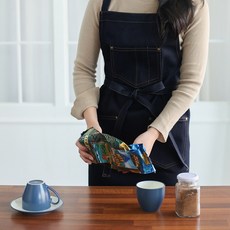 오투라이프에이프런 프리미엄 머큐리 데님 앞치마, 1개, 진청