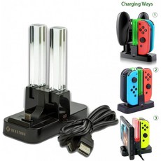 Beastron 5 in 1 스위치 컨트롤러 충전기 Nintendo Switch와 호환되는 Joy-Con 충전 도킹 스테이션 Type C 충전 케이블 포함, 단일옵션