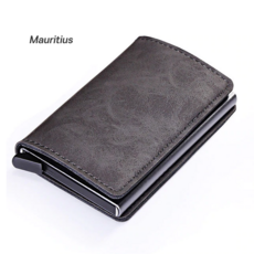 모리셔스 원터치 오토팝업 카드홀더 / 슬라이드 카드지갑 미니월렛 가죽 카본 Mauritius Card Holder Leather 시크리드 스타일 Seekrid Mini Wallet