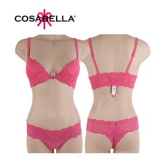 COSABELLA 코사벨라 여성 레이스 푸쉬업브라 티팬티 세트 펀치핑크