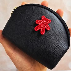 사피 반달 니트 홀 테디베어 담배케이스 미니파우치